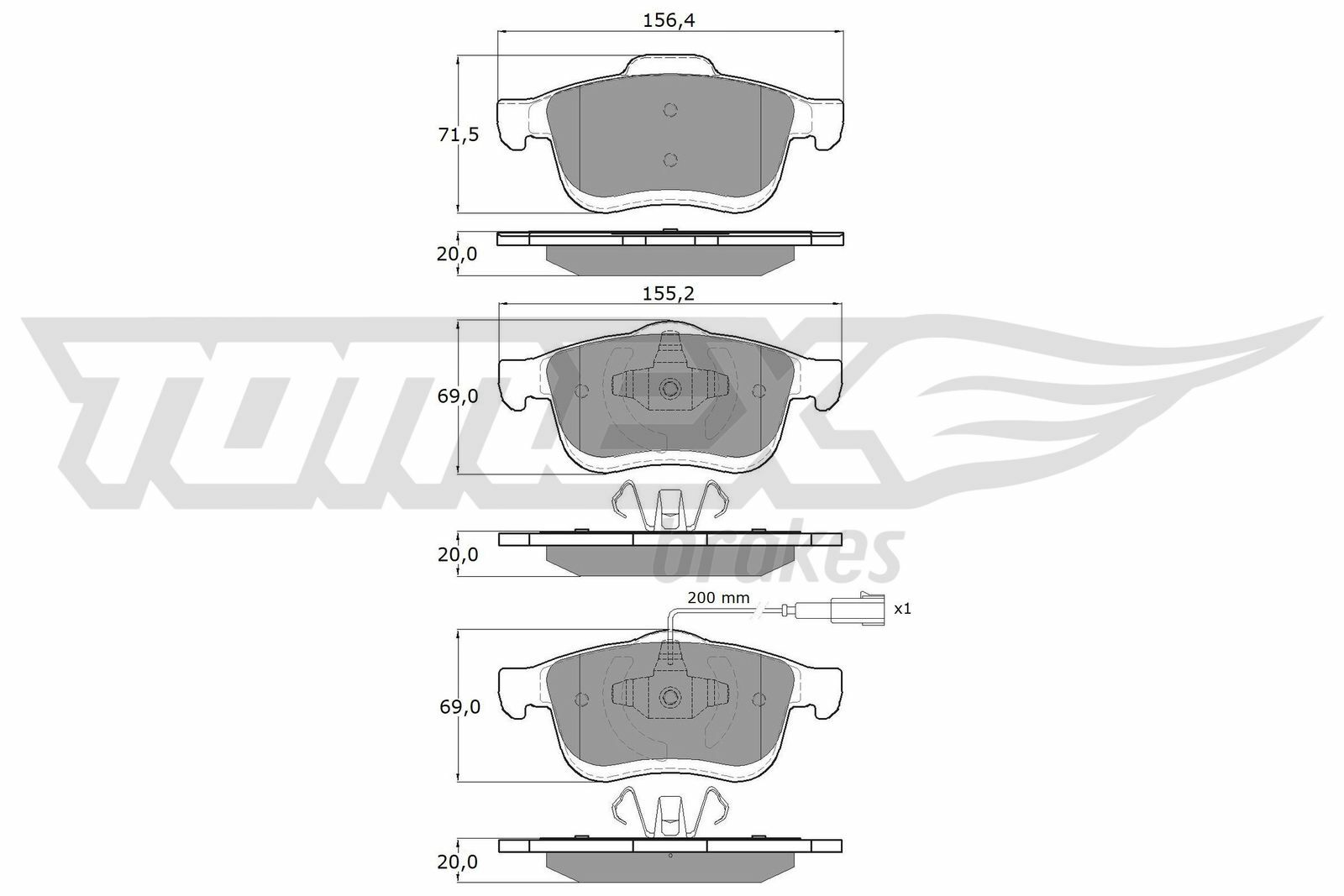 Sada brzdových destiček, kotoučová brzda TOMEX Brakes